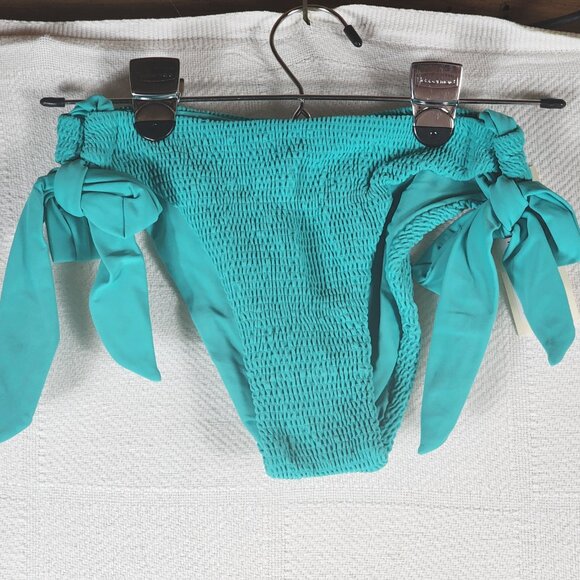 Tori Praver Swimwear Turquoise Tie Sides Lined Nylon Span Bikini Bottom Size M - Picture 4 of 16